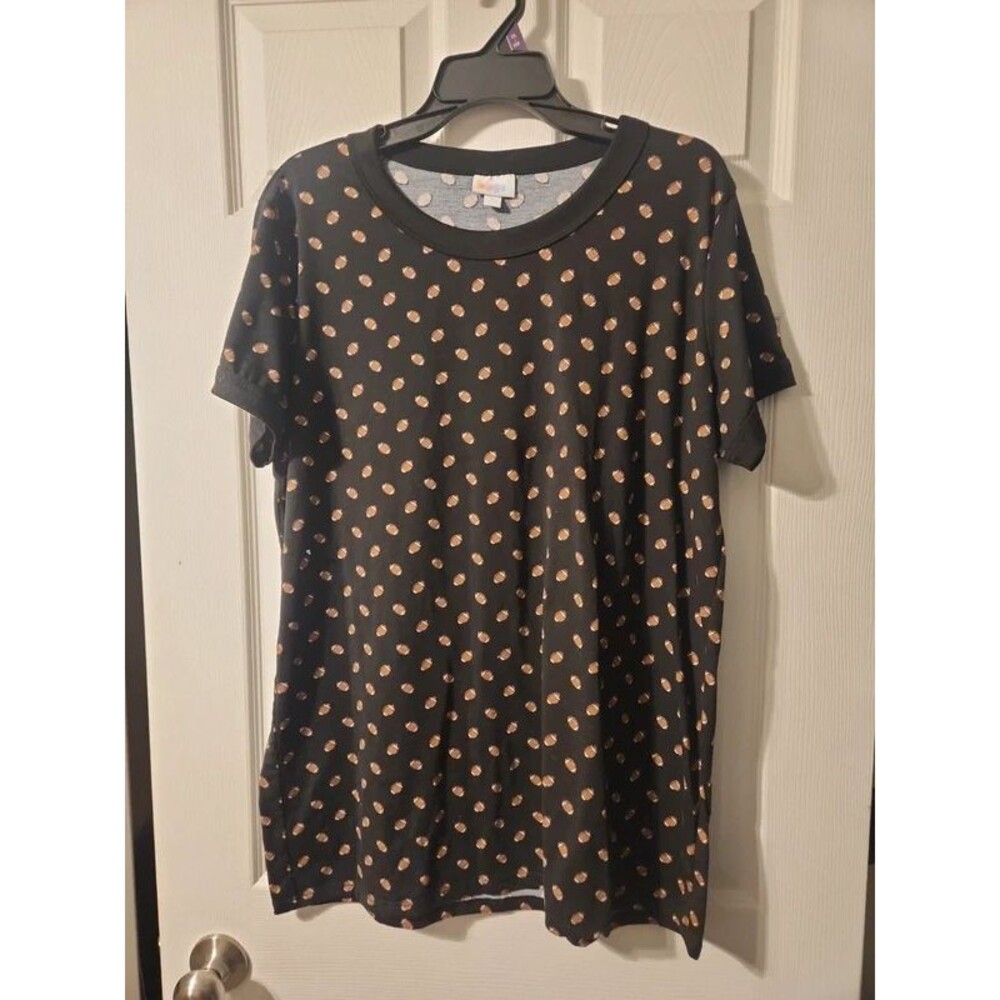 LuLaRoe XL Black Football Print T shirt